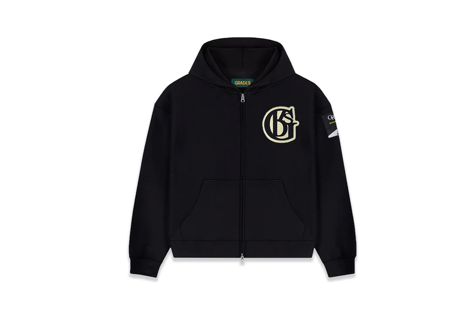 THE SIGN BADGE ZIPPER HOODIE(太空棉/黑)1