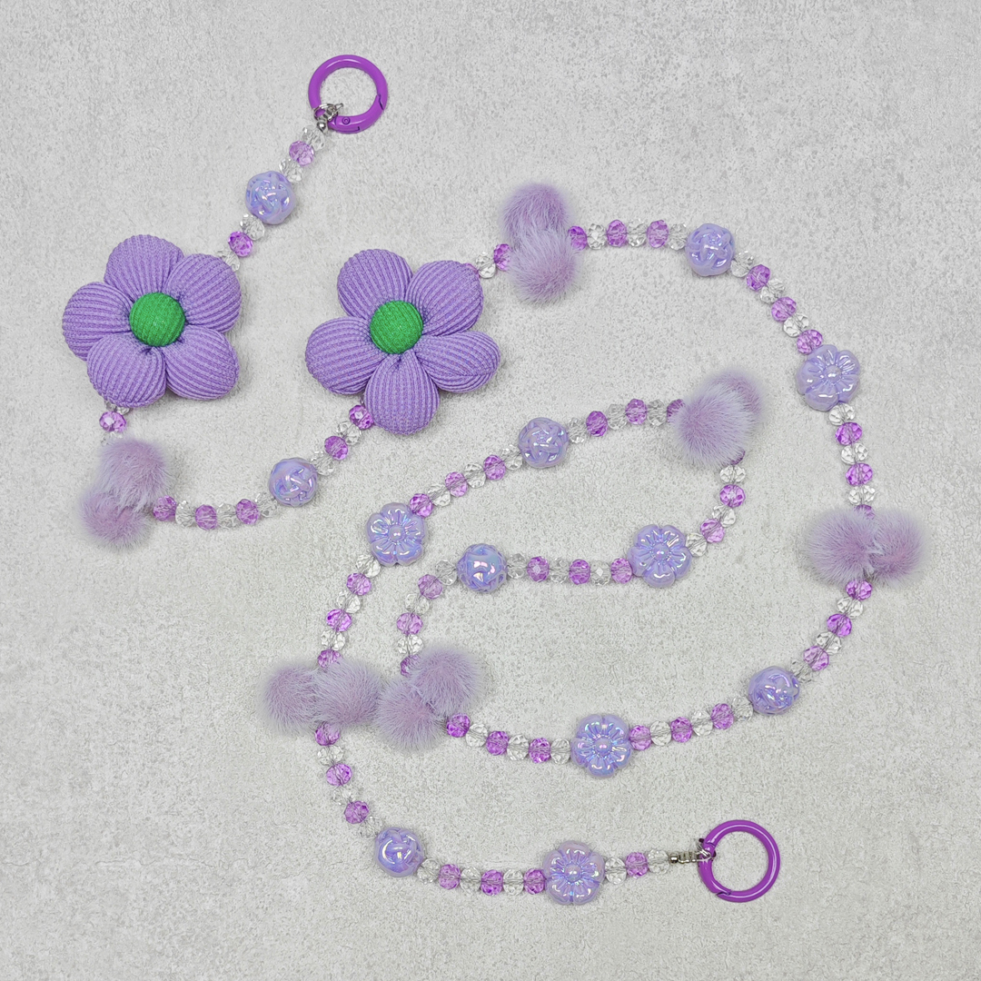 AKIBO珠光雪羽包包手機掛繩-薰衣紫