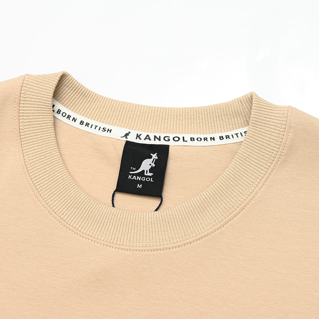 KANGOL袋鼠女款小Logo圓領T-卡其