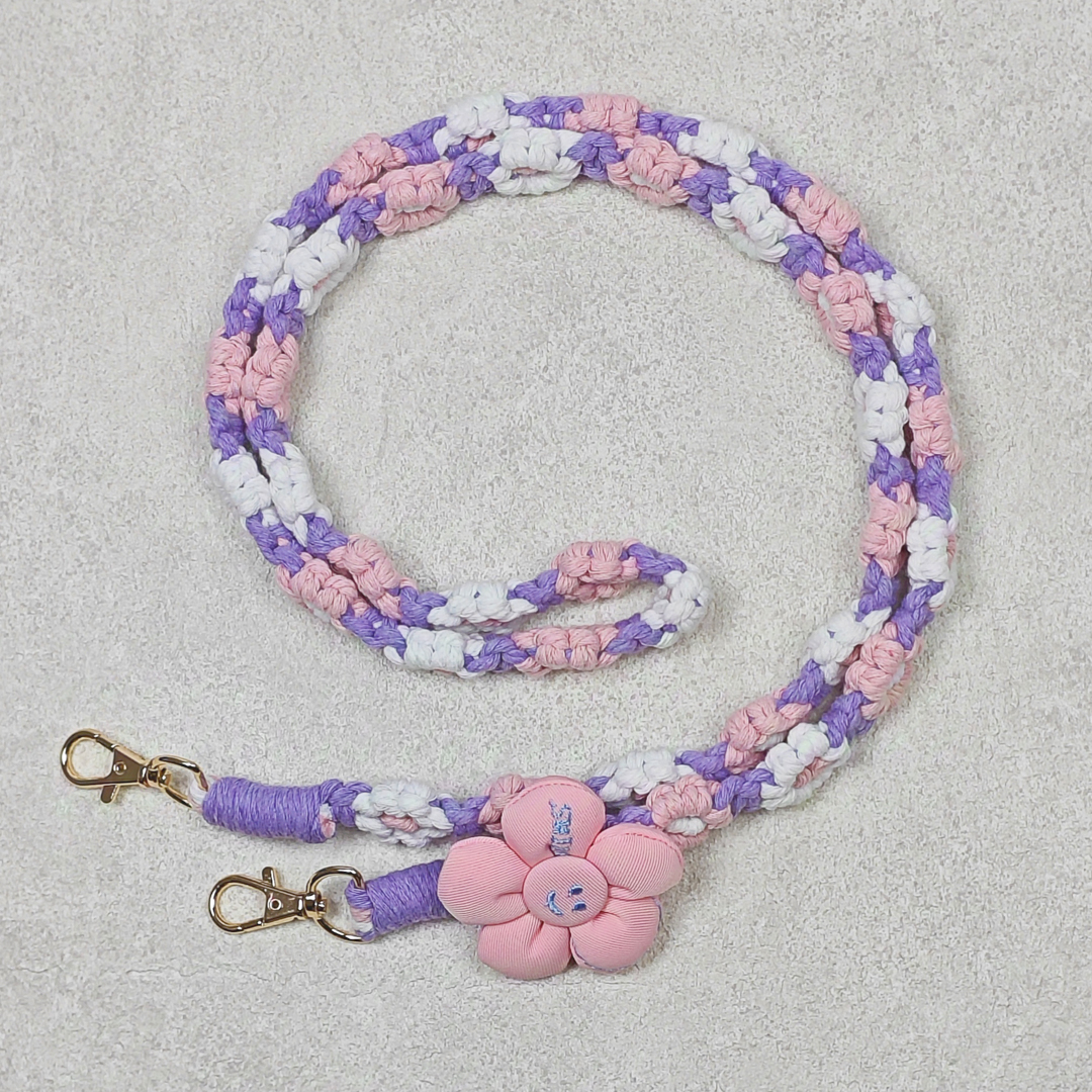 AKIBO手工編織花朵包包手機掛繩-丁香紫