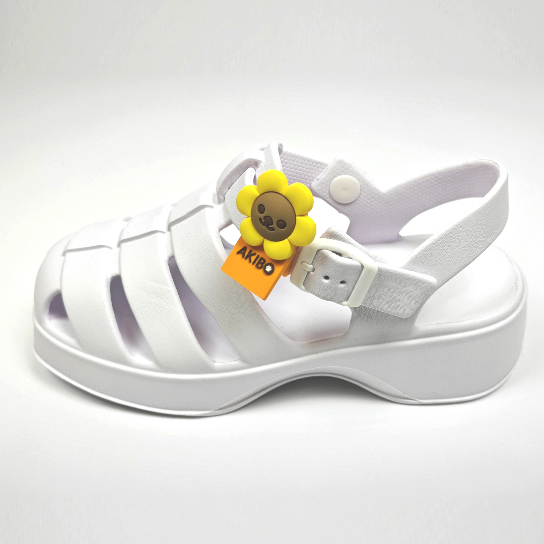 AKIBO輕量羅馬鞋-牛奶白(女款、雲朵感、輕量、兩穿、防水)