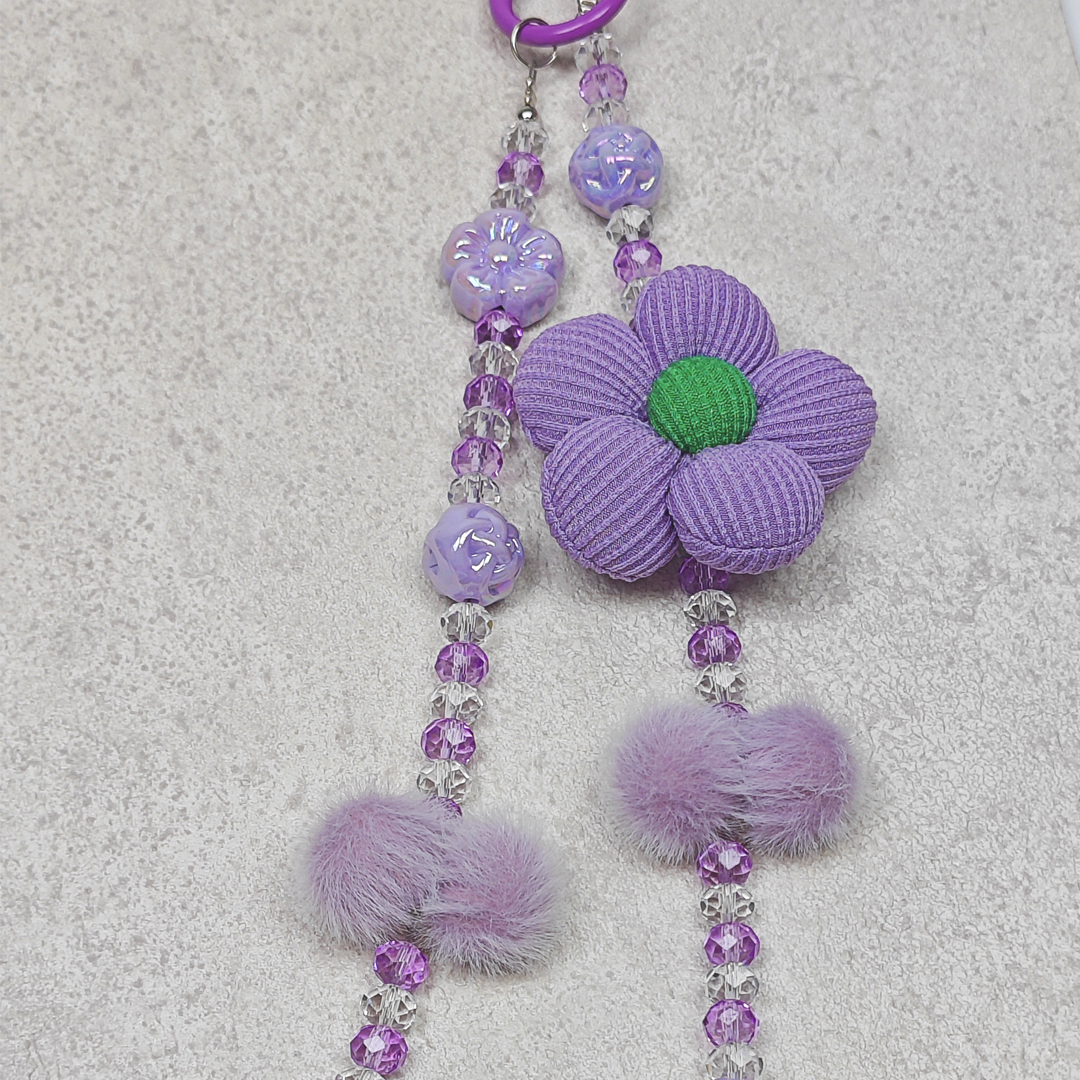 AKIBO珠光雪羽包包手機掛繩-薰衣紫