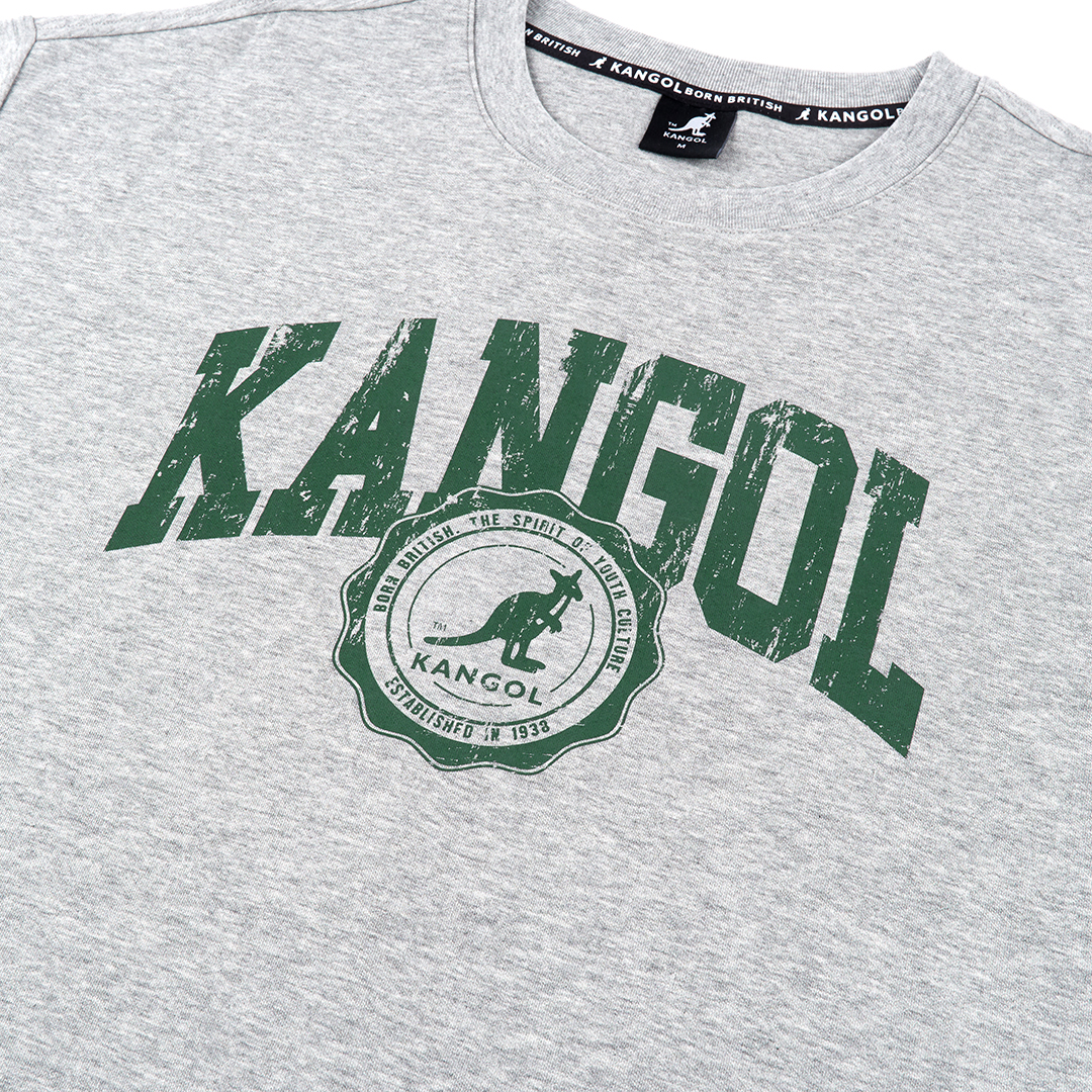 KANGOL女款寬版仿舊T-灰