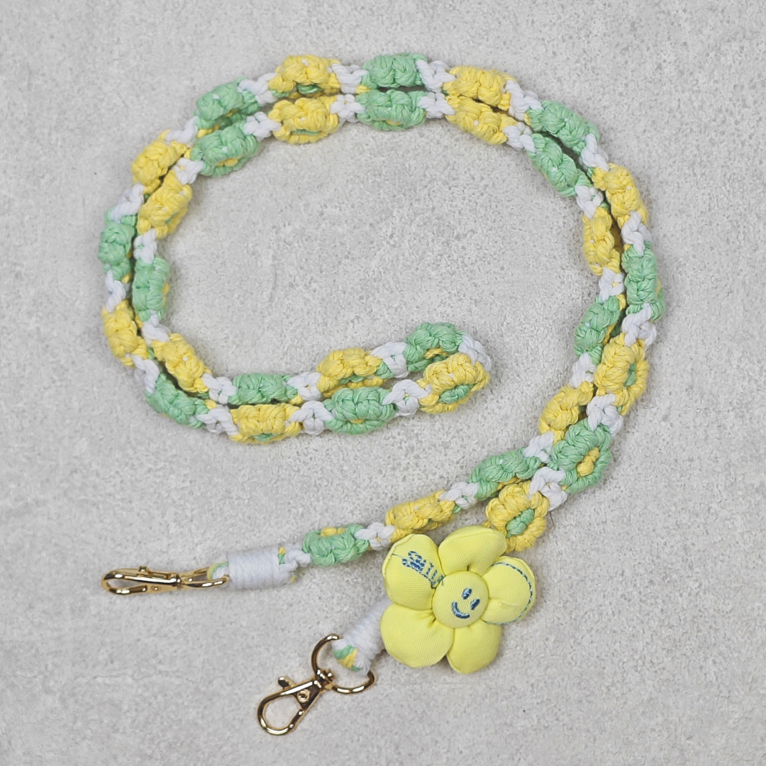 AKIBO手工編織花朵包包手機掛繩-清新綠