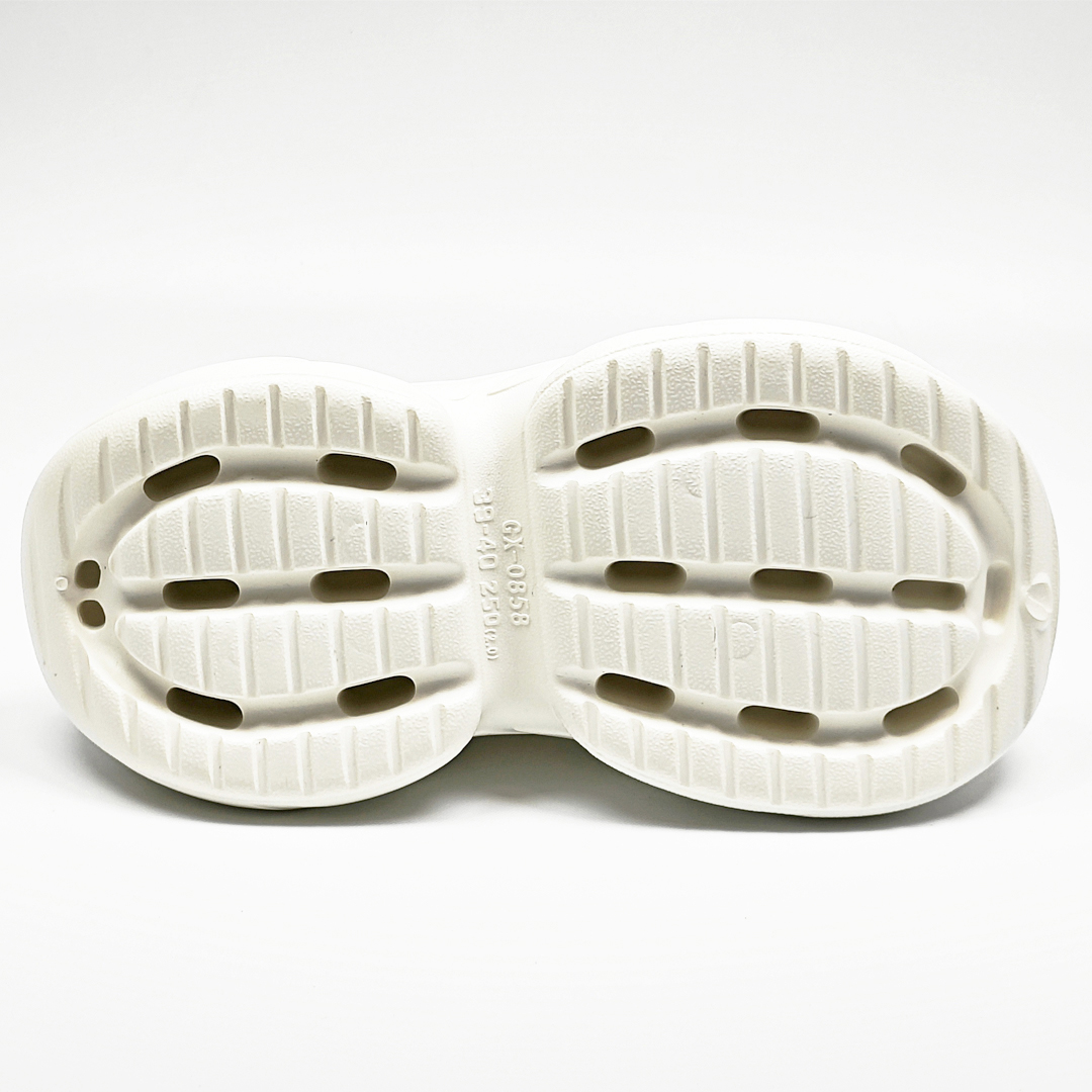 AKIBO搖滾老爹洞洞鞋-牛奶白(中性款、6公分厚底增高、輕量、兩穿、防水)