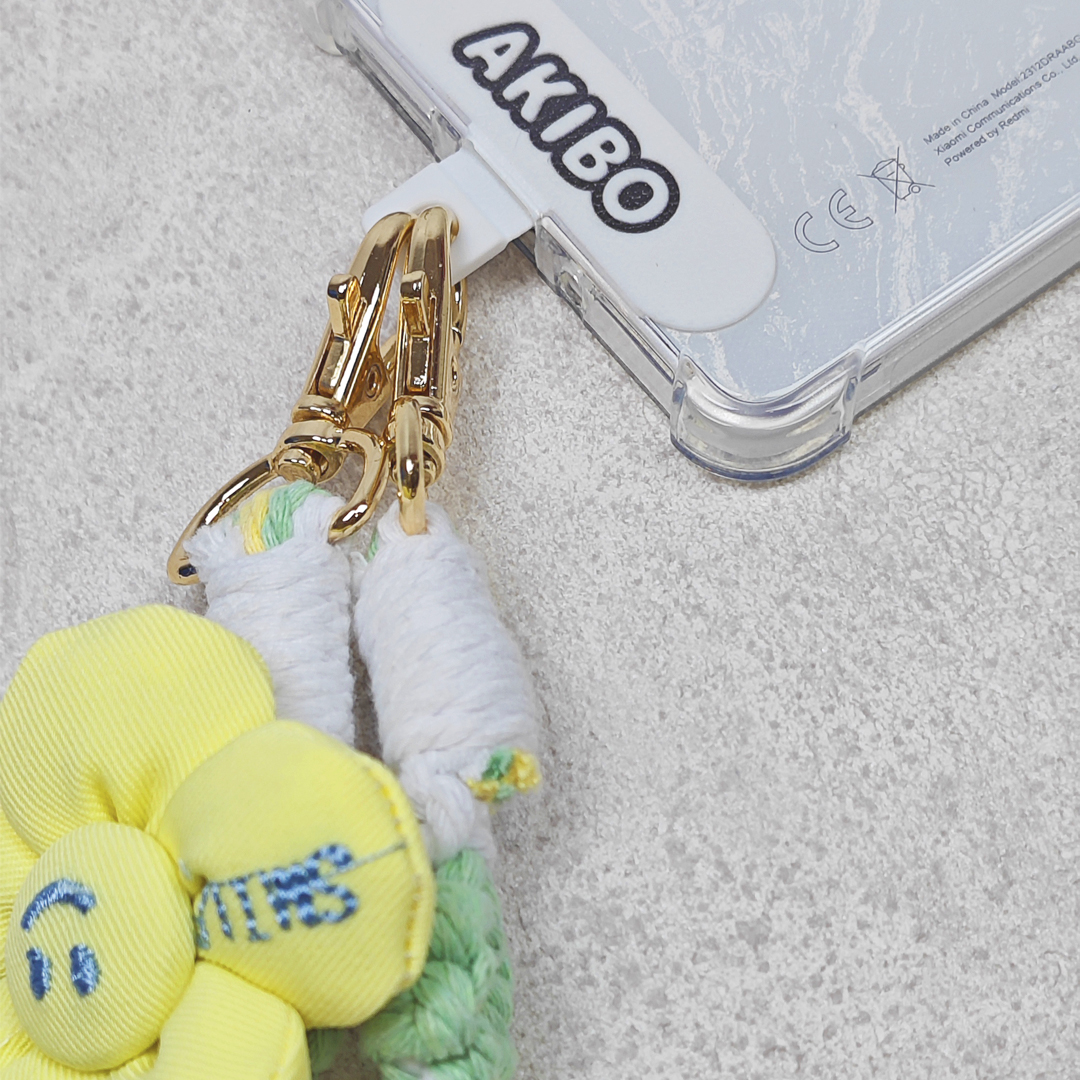 AKIBO手工編織花朵包包手機掛繩-清新綠