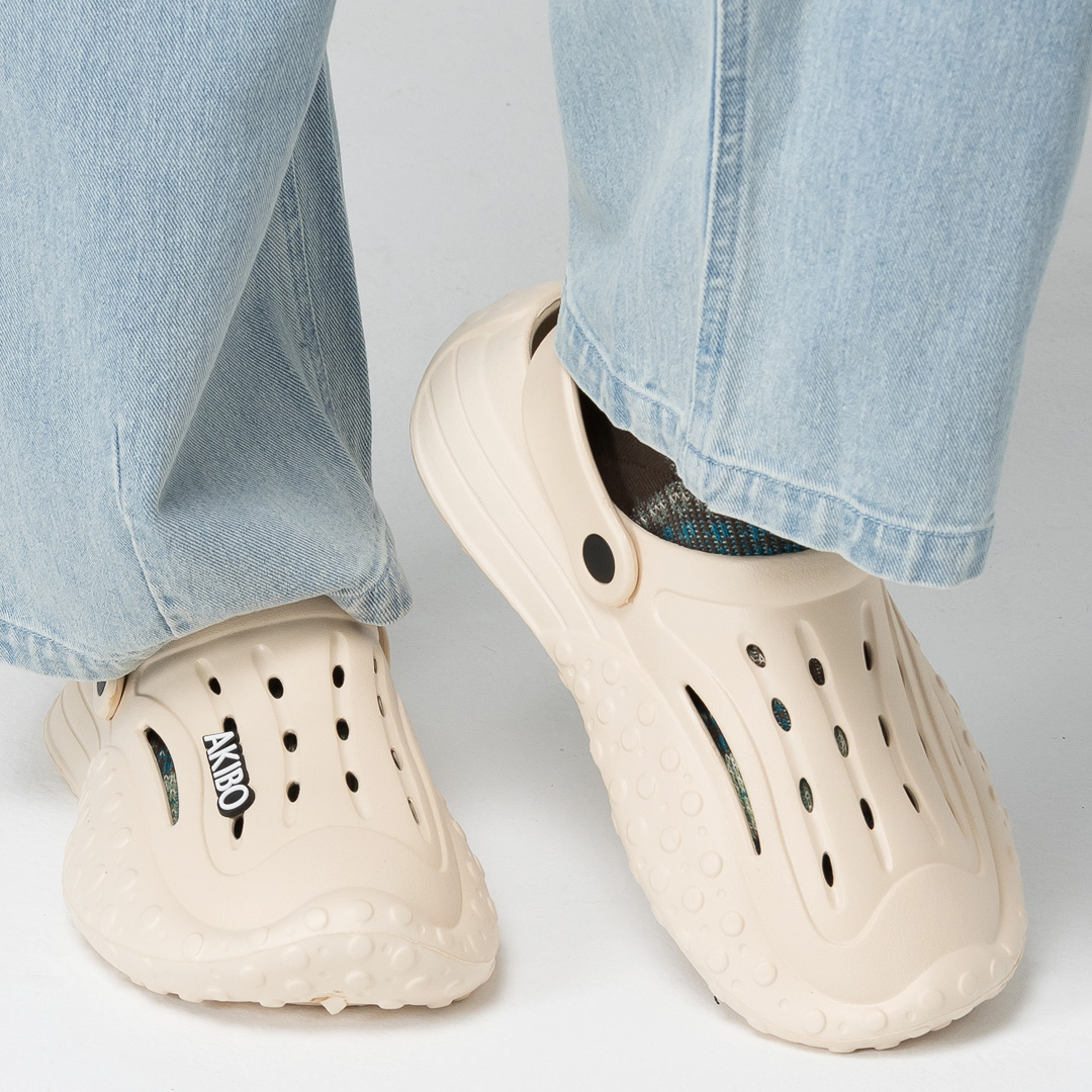 AKIBO戶外機能洞洞鞋-奶茶(中性款、雲朵感、輕量、兩穿、防水)