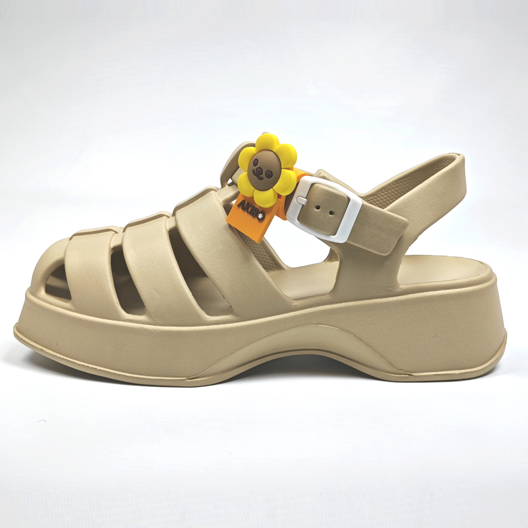 AKIBO輕量羅馬鞋-卡其(女款、雲朵感、輕量、兩穿、防水)