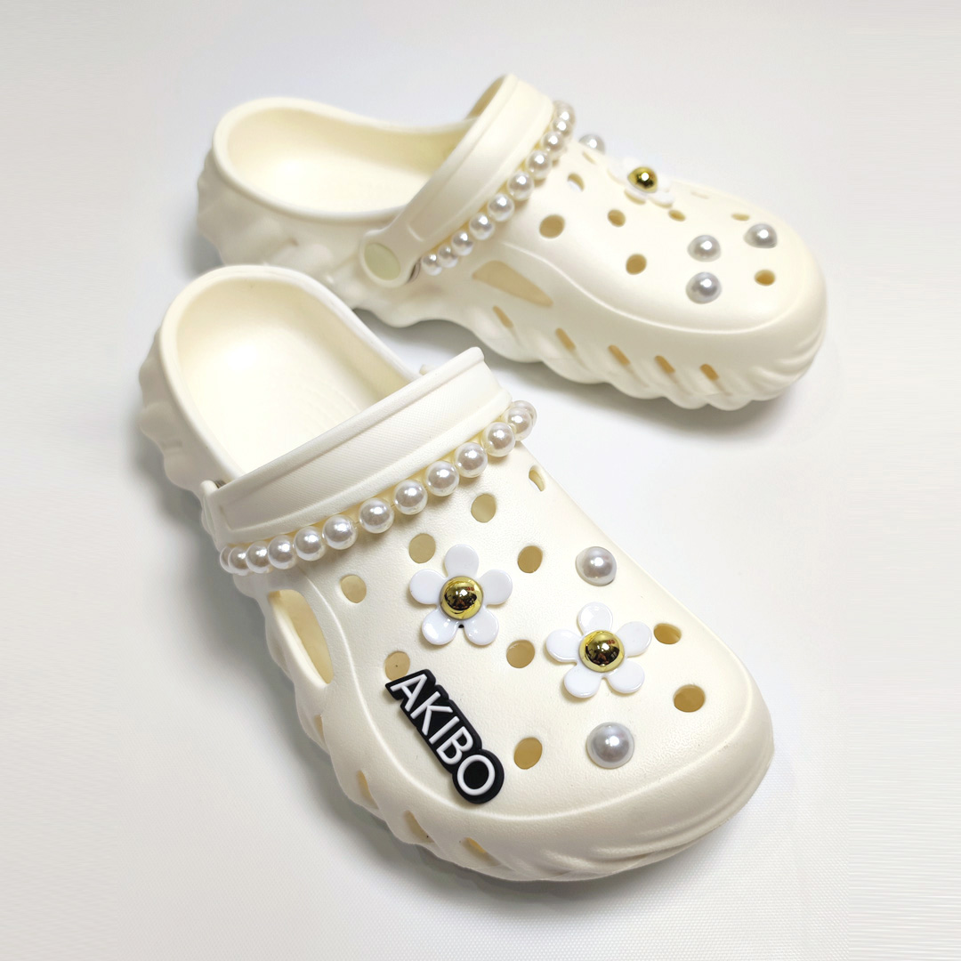 AKIBO珍珠小花款洞洞鞋扣 (十一件組)