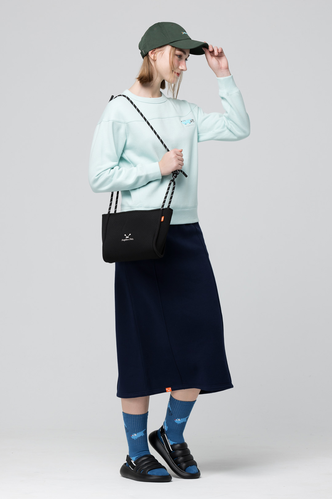 Angelia&Pets精緻刺繡動物老帽-綠