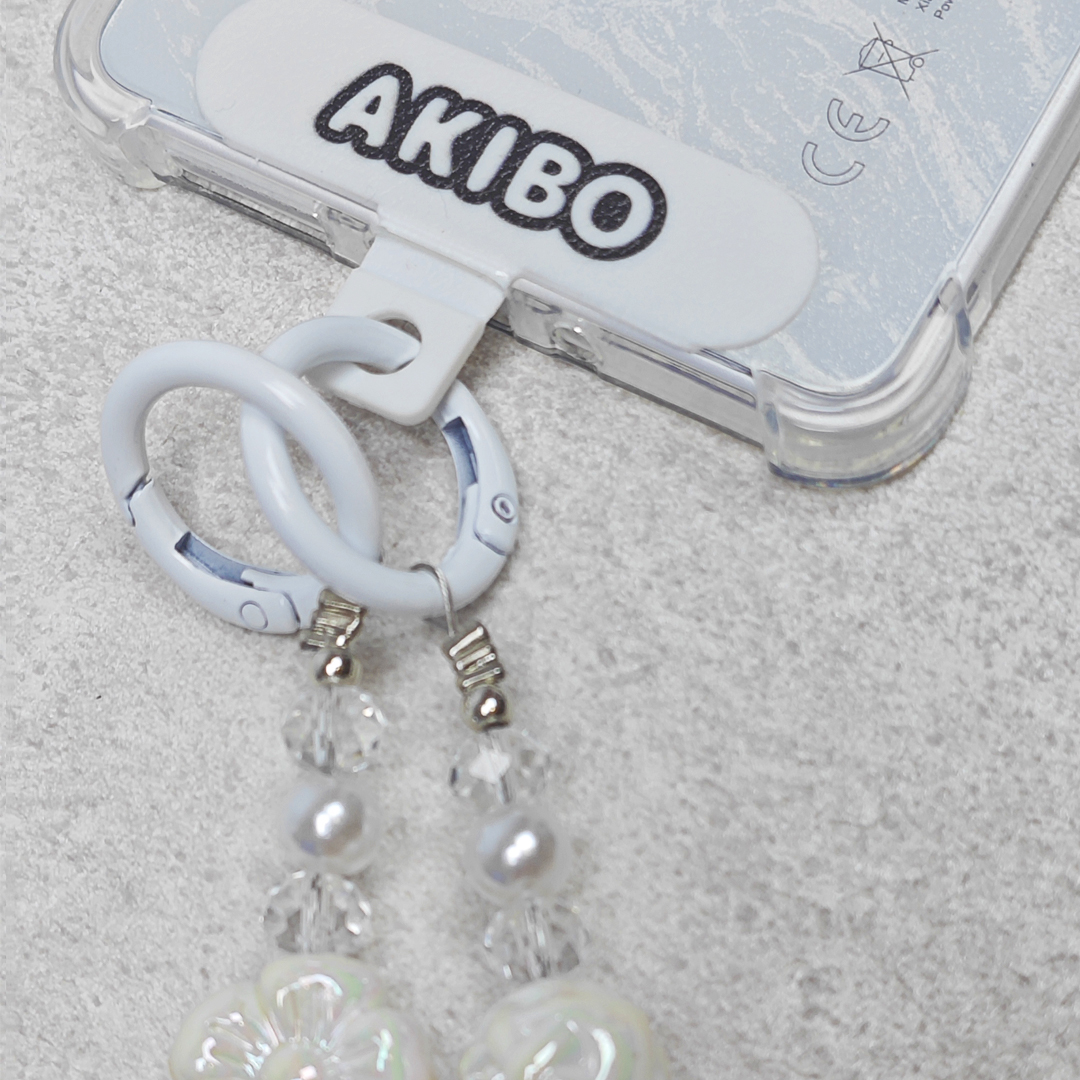 AKIBO珠光雪羽包包手機掛繩-牛奶白