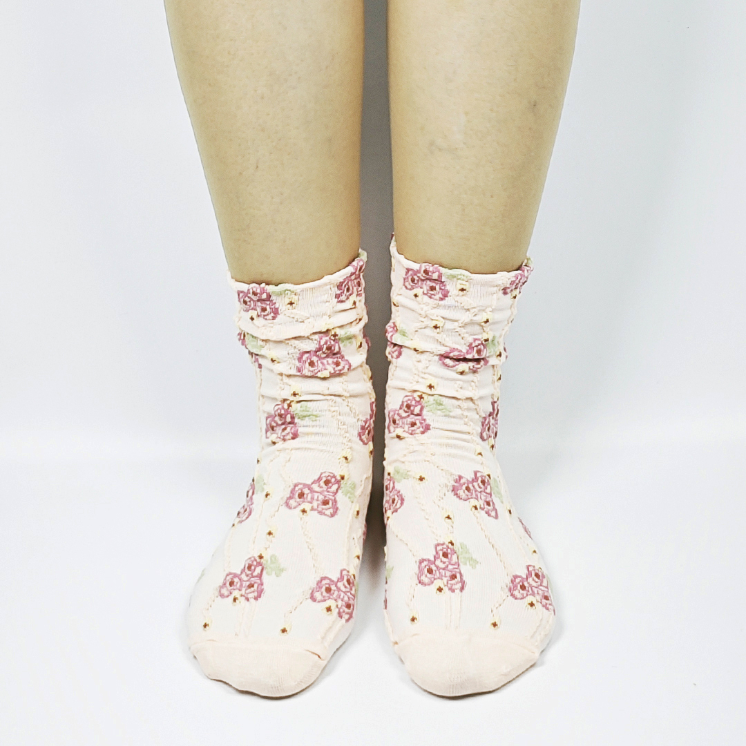 AKIBO秋日森語花影中筒襪(三件組)