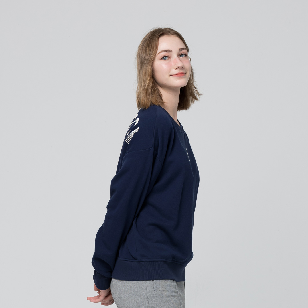 KANGOL袋鼠中性落肩大學T-深藍