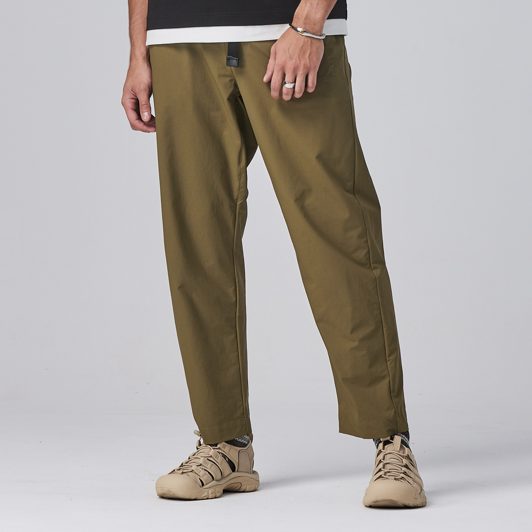 KANGOL袋鼠涼感高彈休閒長褲-卡其