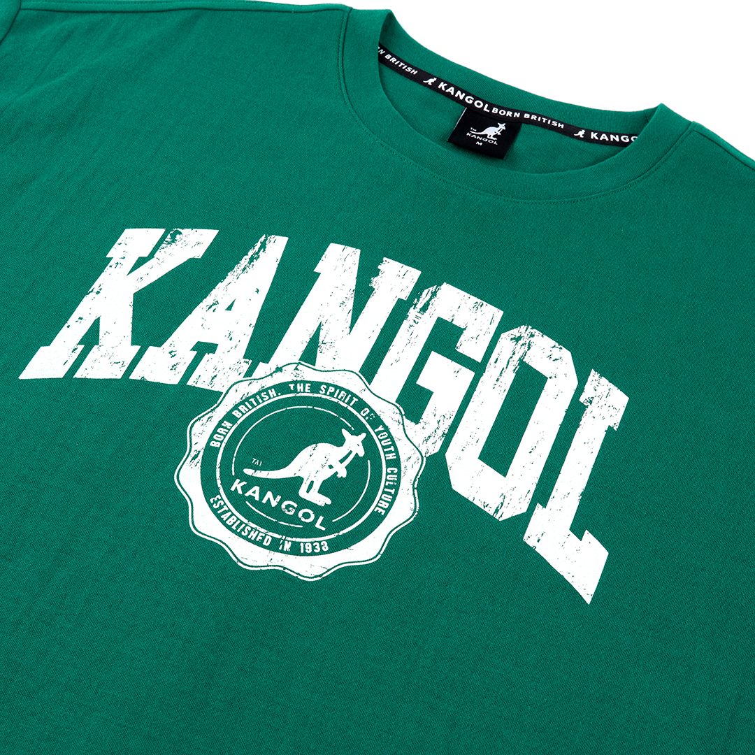 KANGOL女款寬版仿舊T-綠