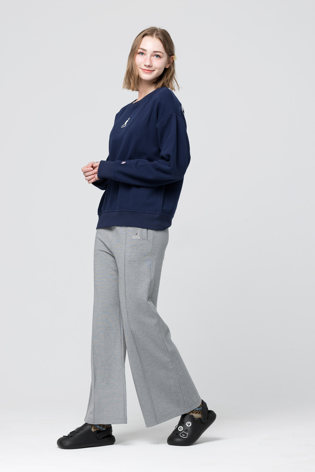 KANGOL袋鼠女款長褲-灰