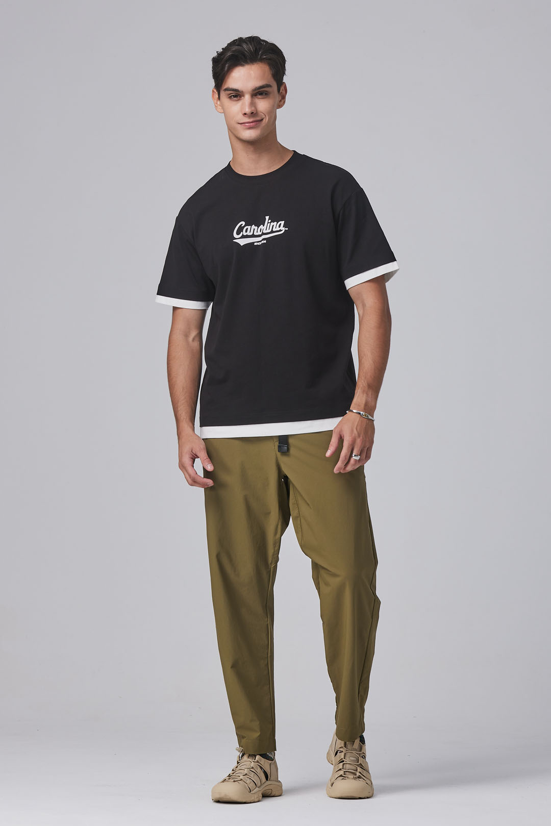 KANGOL袋鼠涼感高彈休閒長褲-卡其