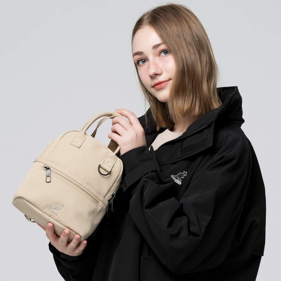 KANGOL袋鼠手提小兩用包-卡其