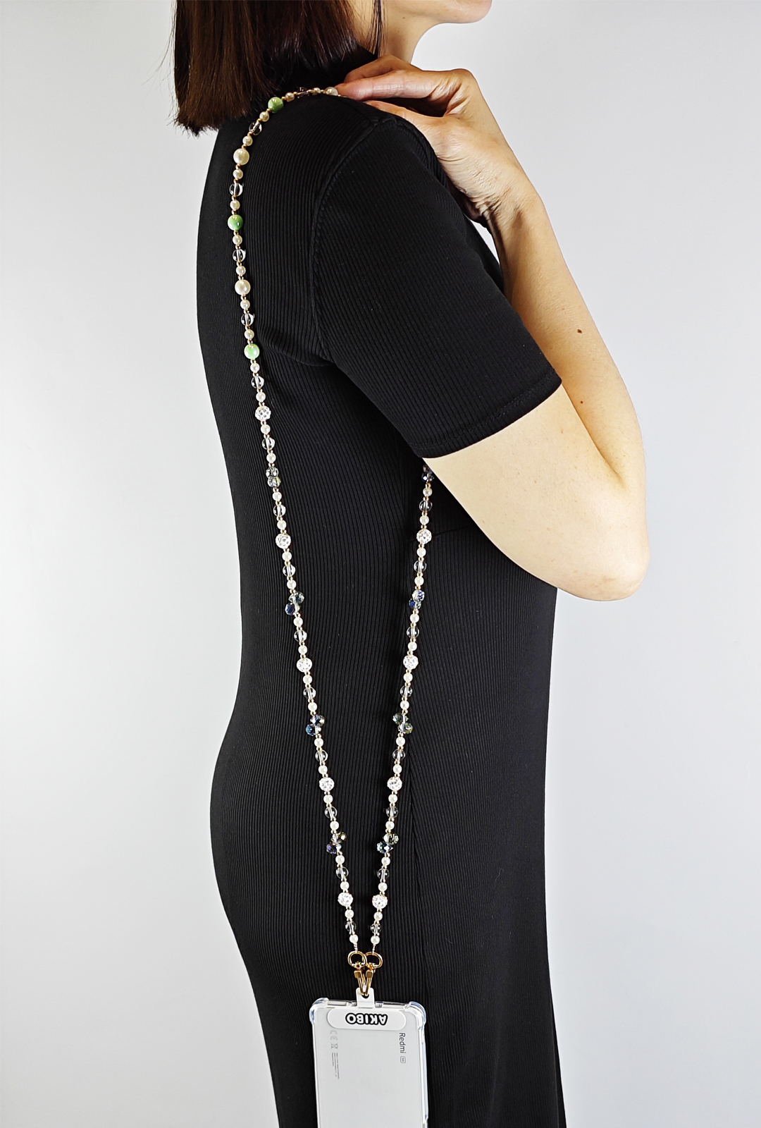 AKIBO巴洛克彩珠包包手機掛繩-森林綠