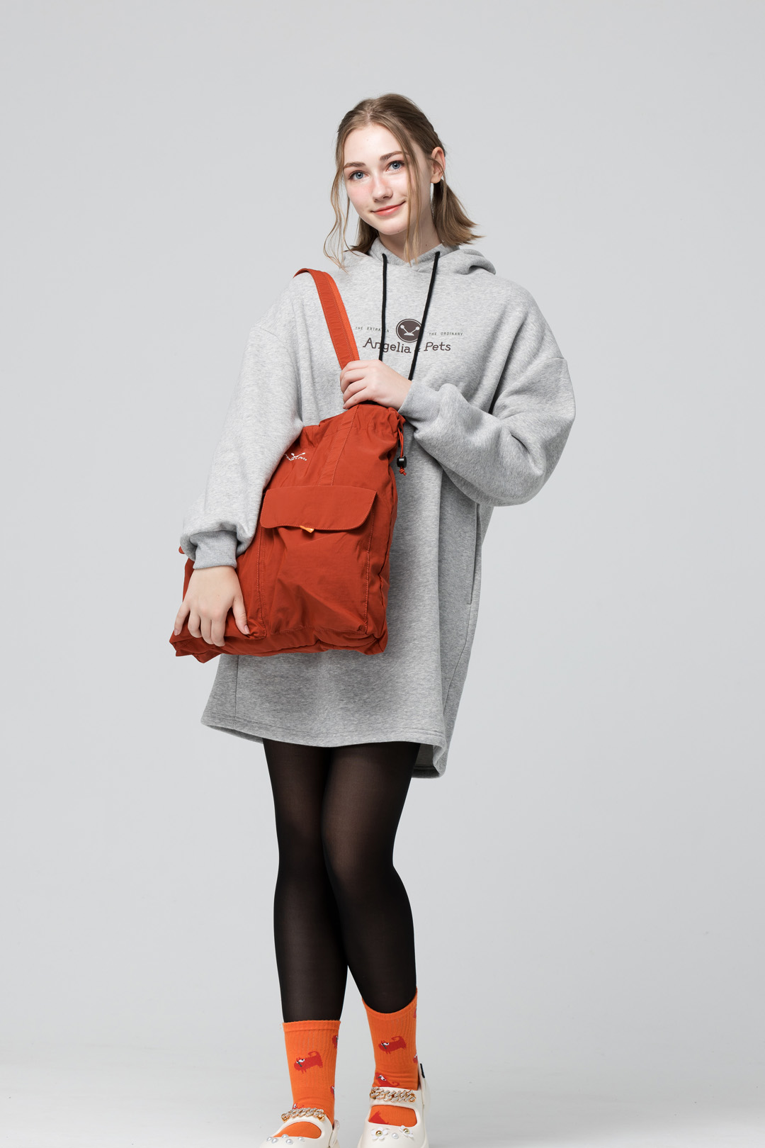 Angelia&Pets輕撥水側肩包-深橘