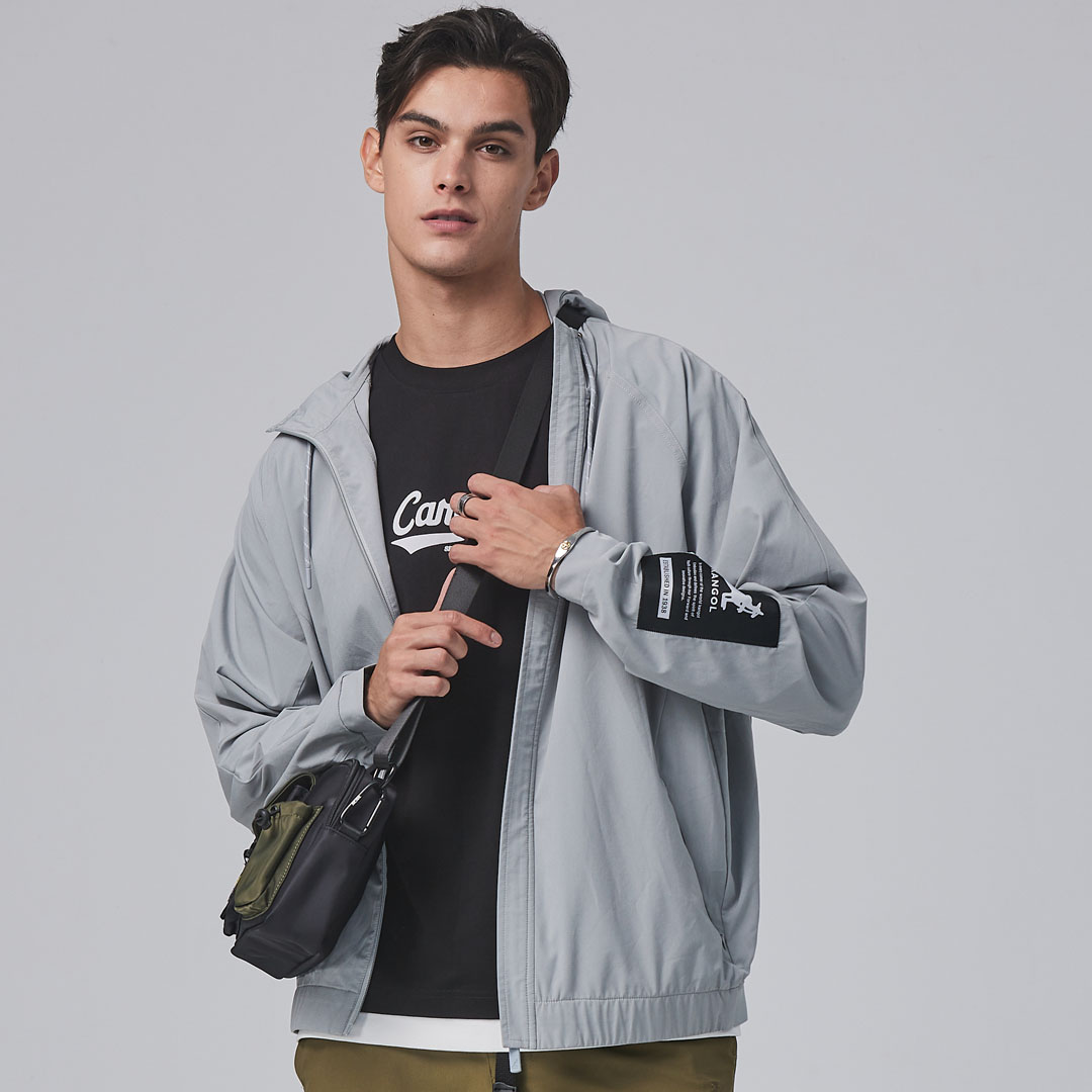 KANGOL男款透氣機能外套-灰