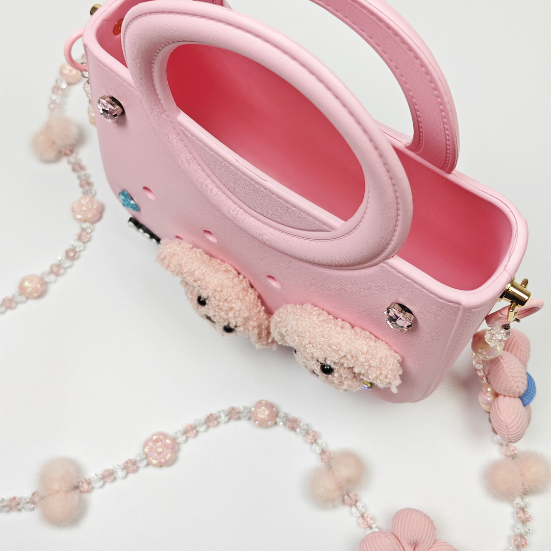 AKIBO滿月包-櫻花粉/珠光雪羽(肩背手提洞洞包。中性款、輕量、防水)