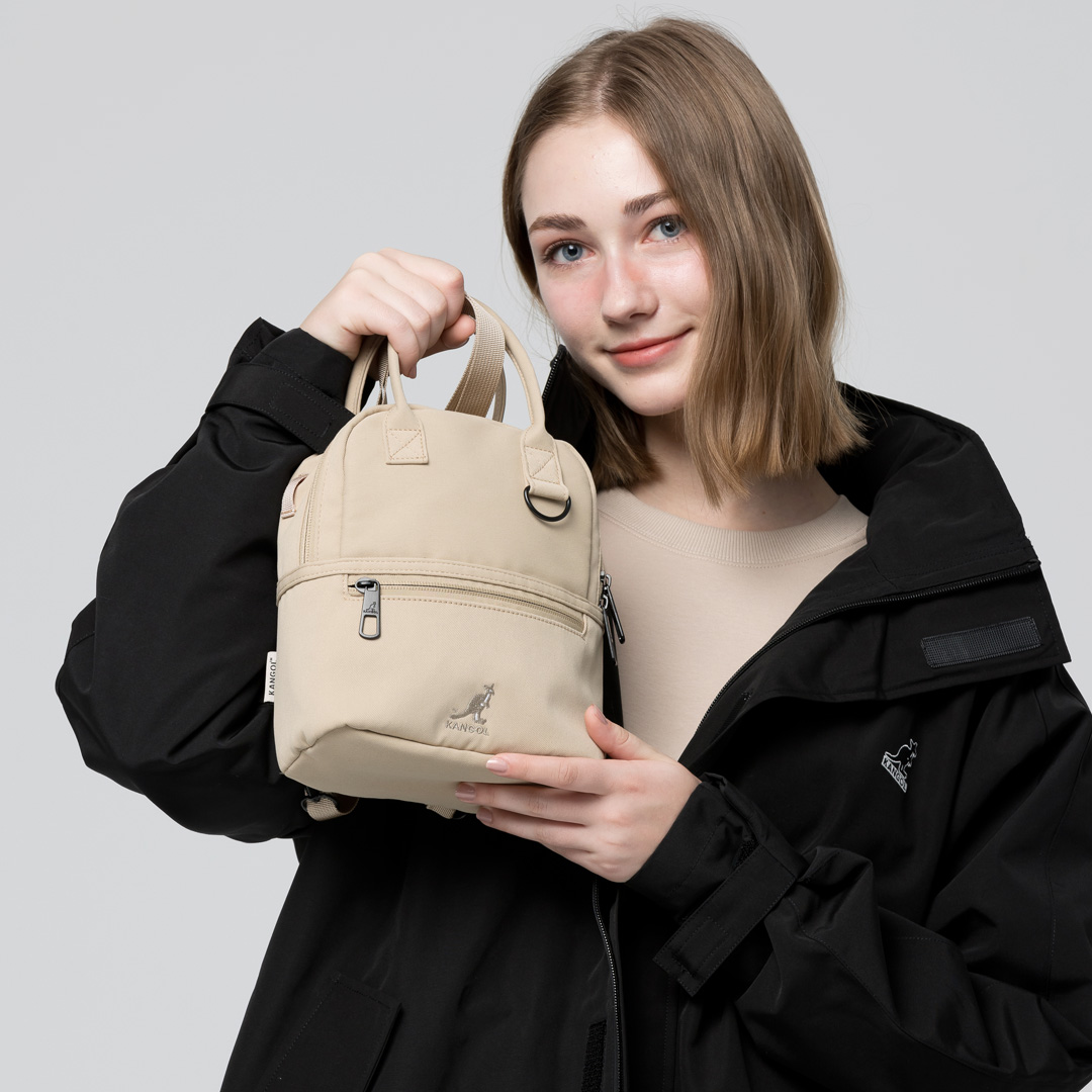 KANGOL袋鼠手提小兩用包-卡其