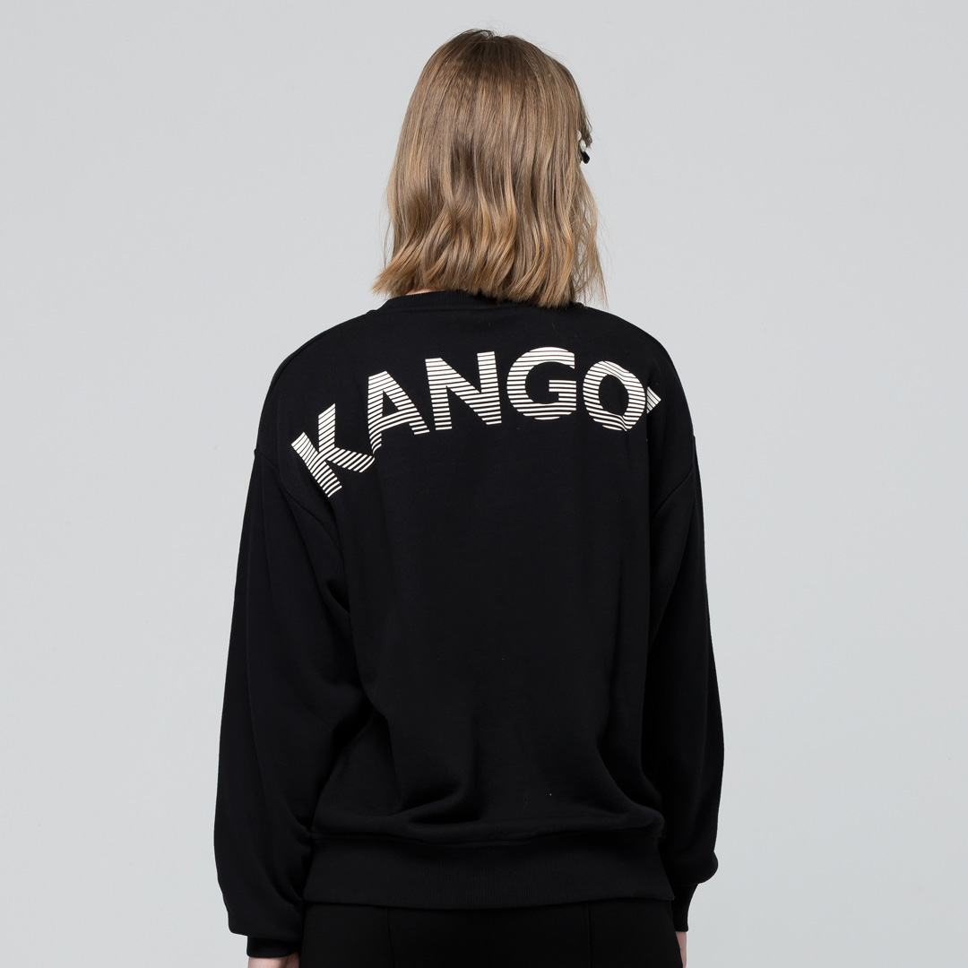 KANGOL袋鼠中性落肩大學T-黑