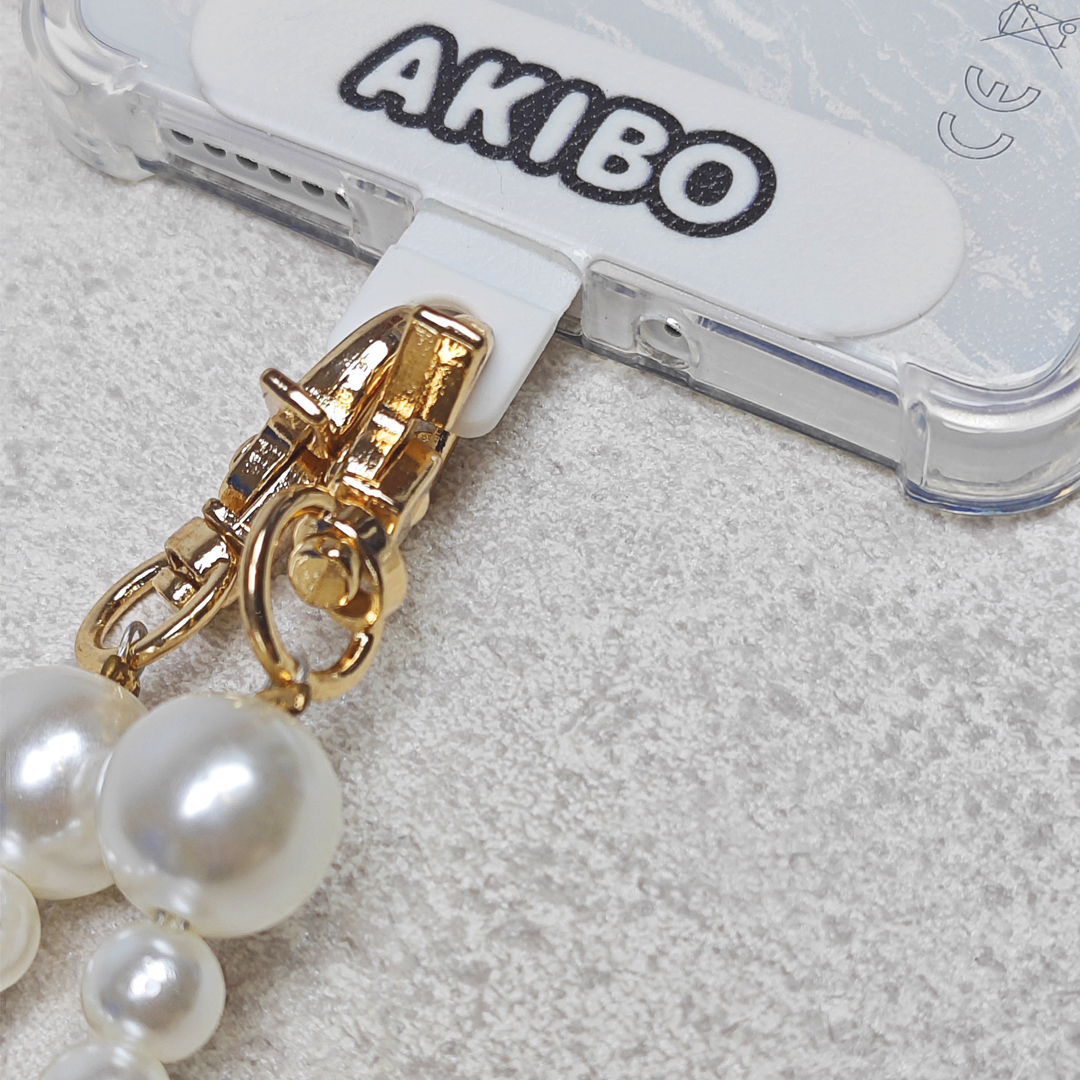 AKIBO優雅珍珠包包手機掛繩-牛奶白