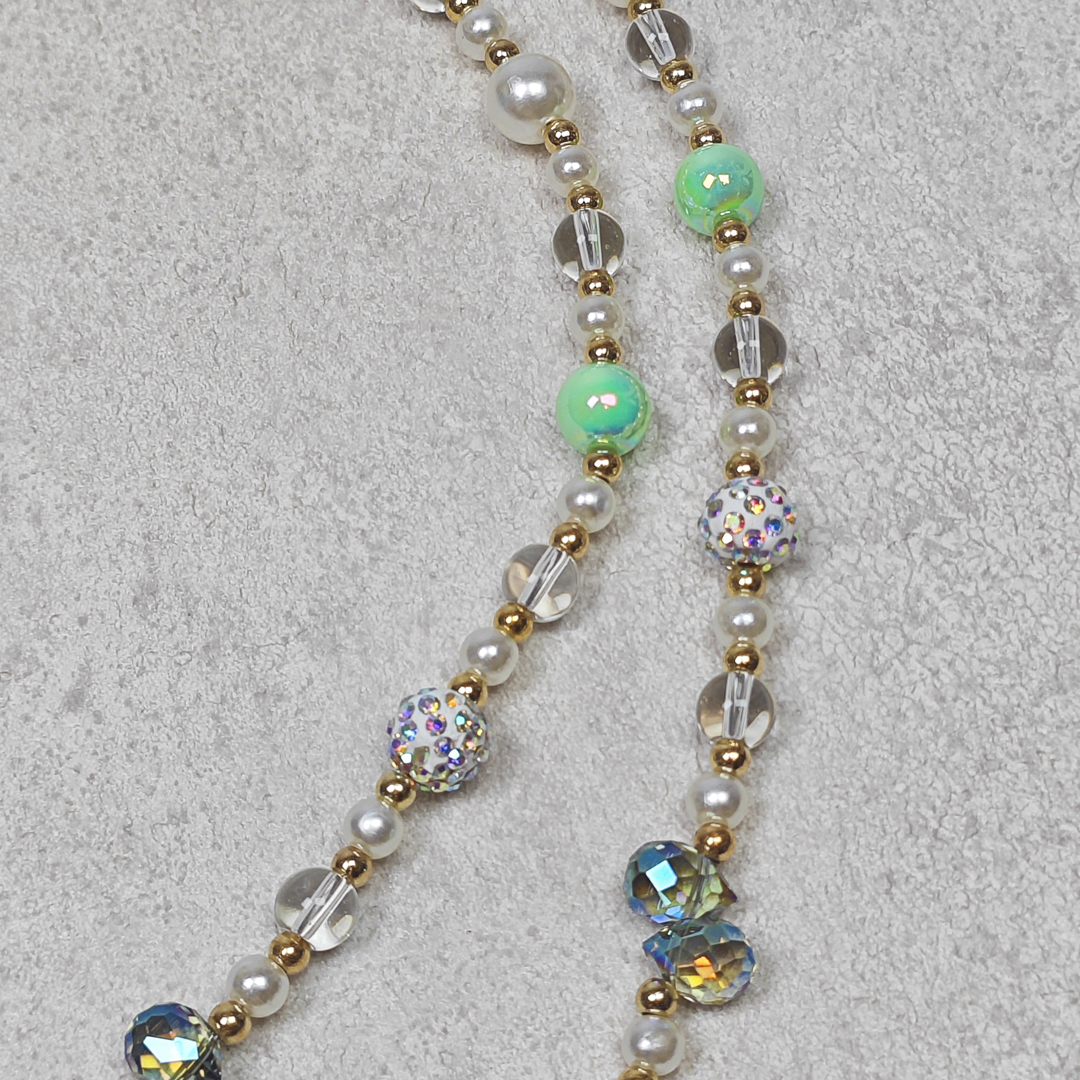 AKIBO巴洛克彩珠包包手機掛繩-森林綠