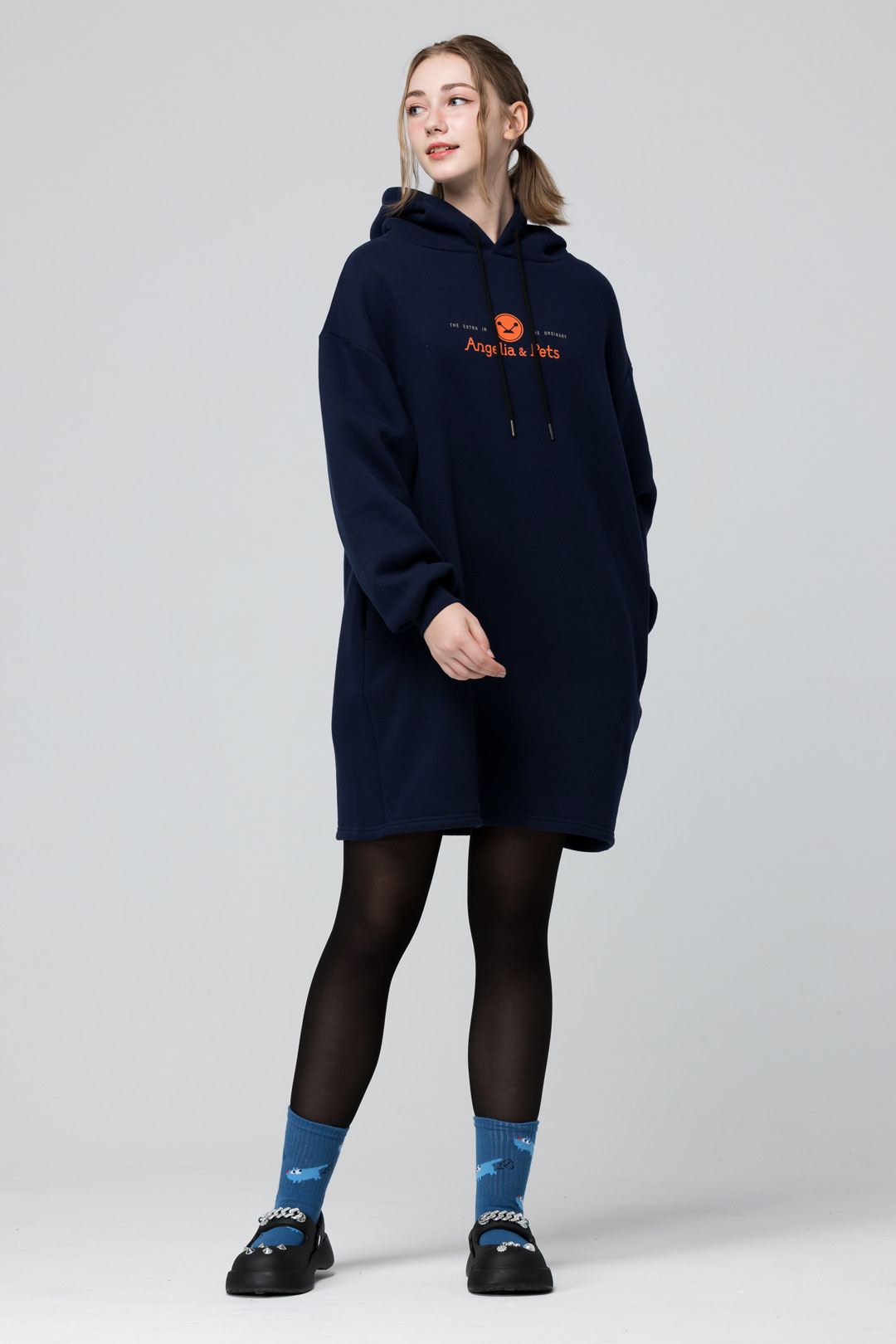 AAngelia&Pets緹花滿版襪-藍