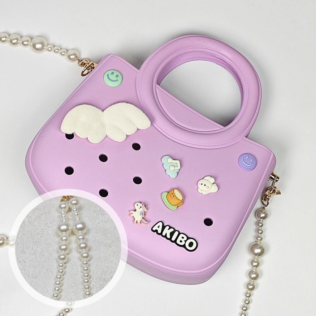 AKIBO滿月包-薰衣紫/優雅珍珠背帶 (肩背手提洞洞包。中性款、輕量、防水) 