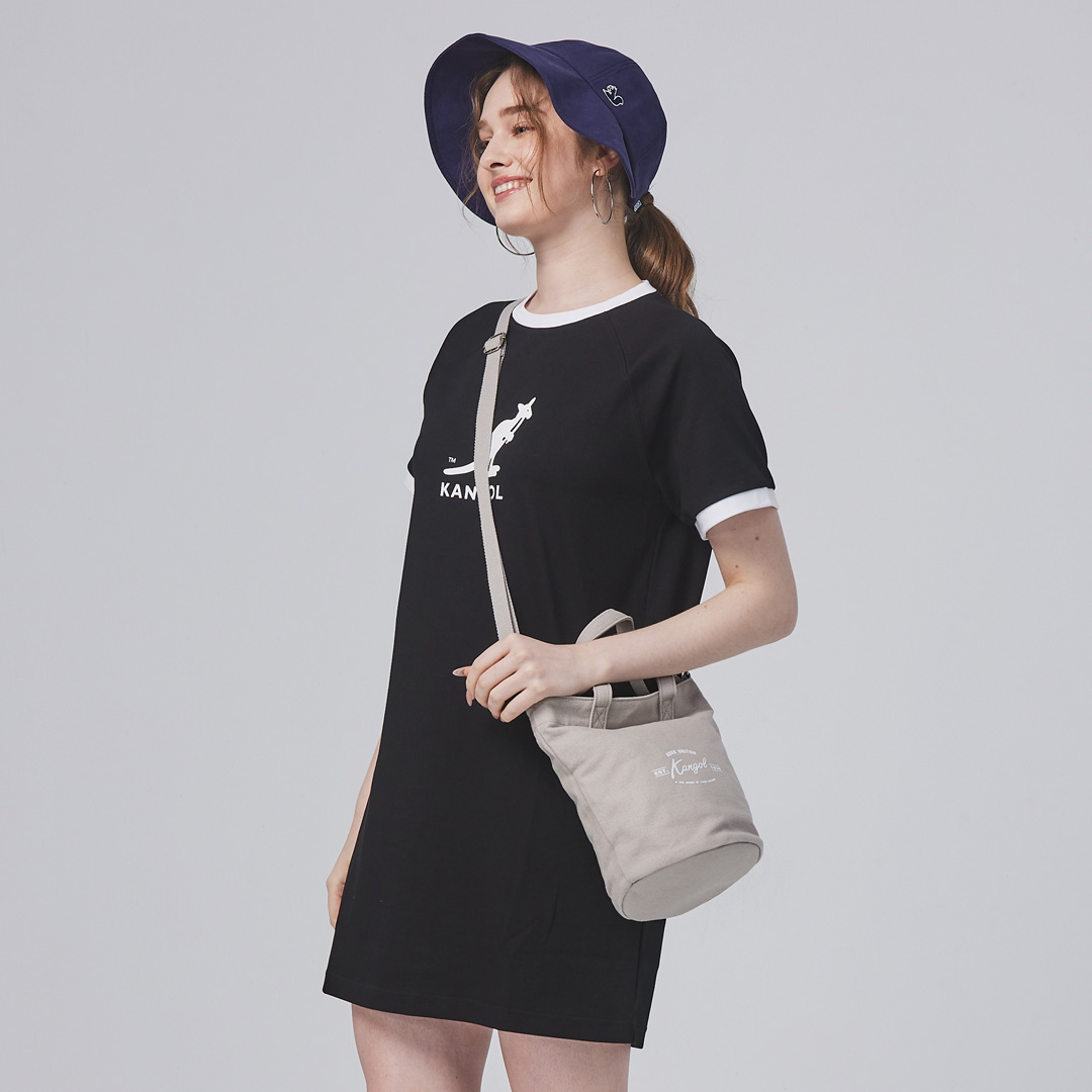 KANGOL帆布側背包-灰