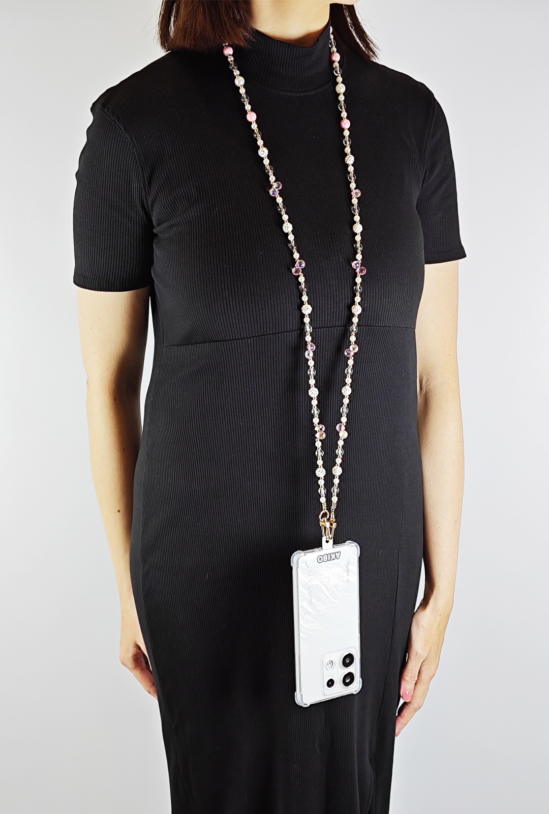 AKIBO巴洛克彩珠包包手機掛繩-櫻花粉