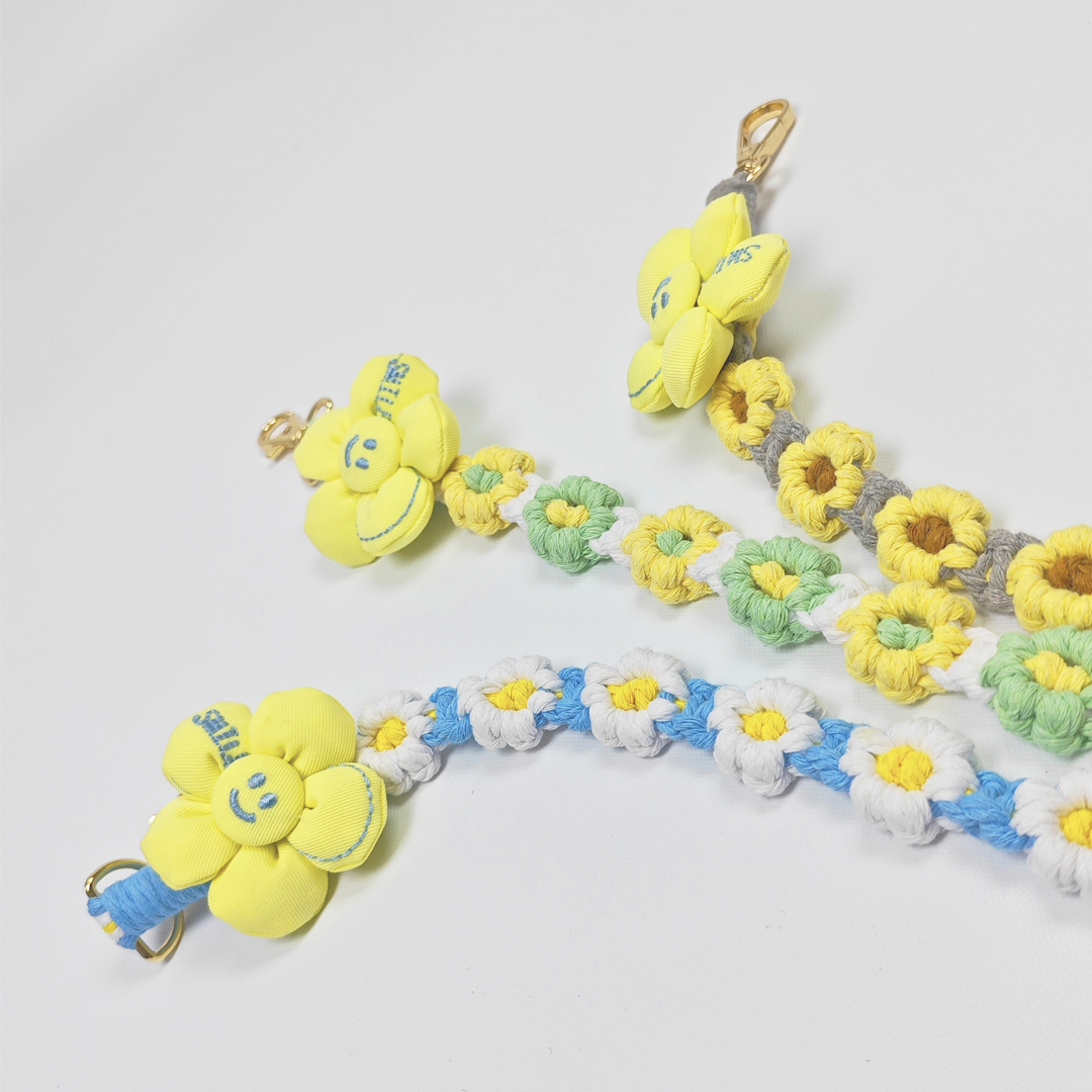 AKIBO手工編織花朵包包手機掛繩-薄荷藍