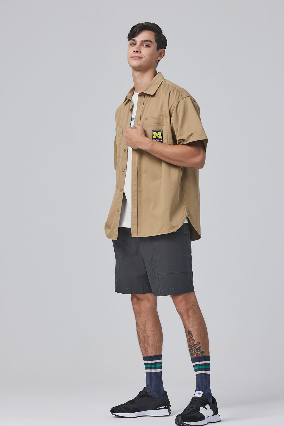 NCAA-密西根大學Michigan織標工裝襯衫-卡