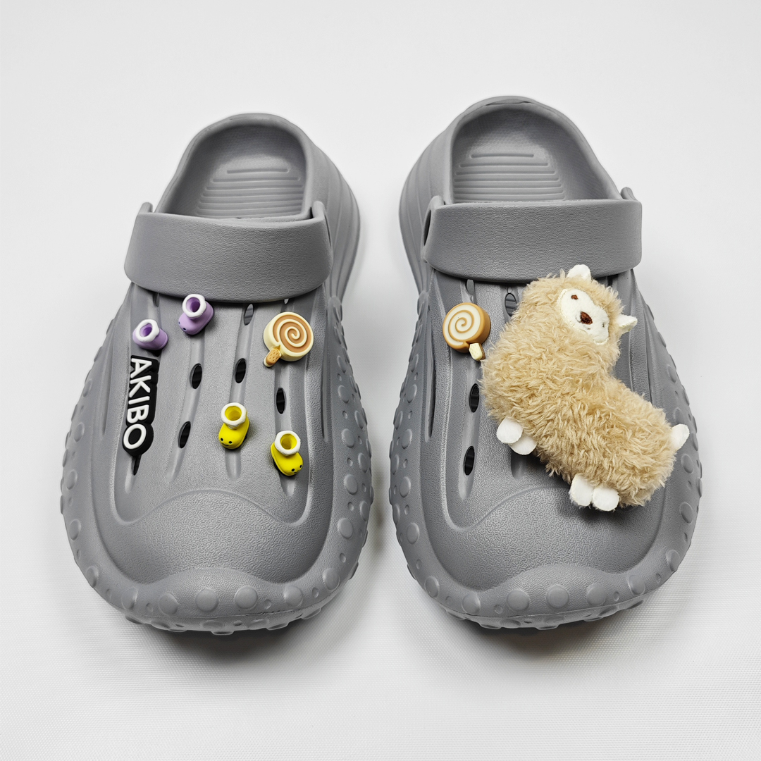AKIBO戶外機能洞洞鞋-質感灰(中性款、雲朵感、輕量、兩穿、防水)