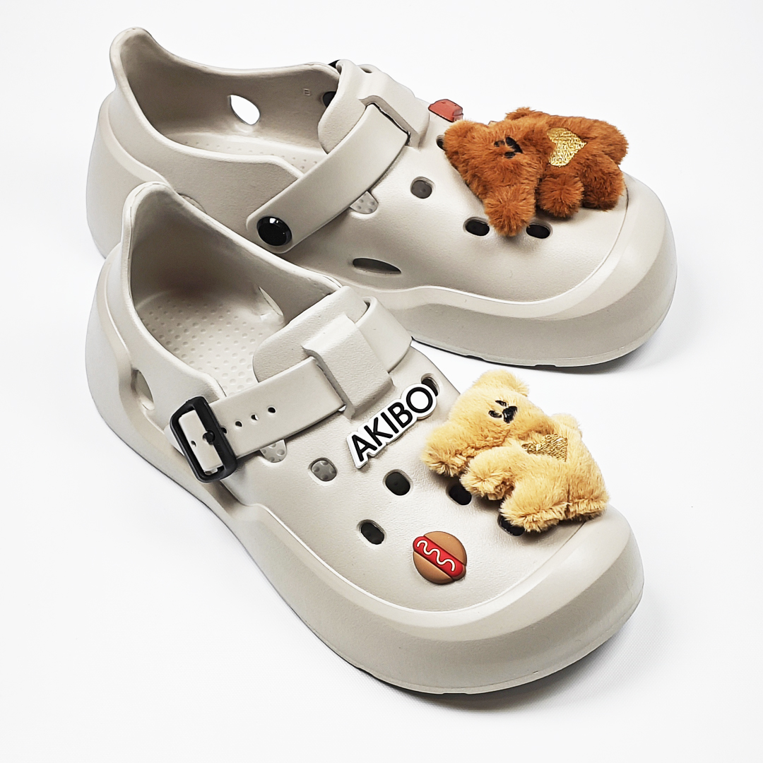 AKIBO愛心熊熊款洞洞鞋扣(五件組)