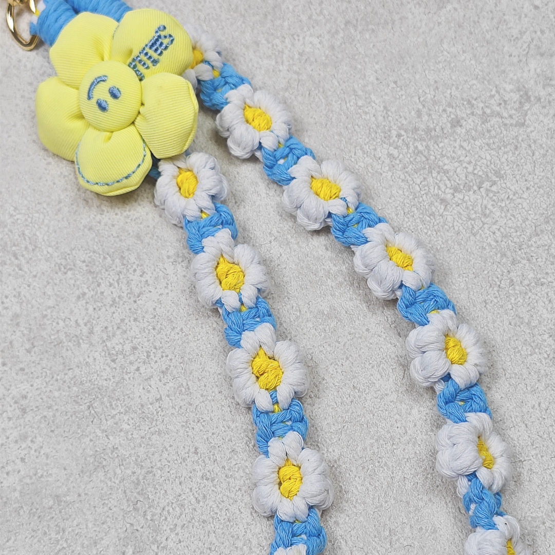 AKIBO手工編織花朵包包手機掛繩-薄荷藍