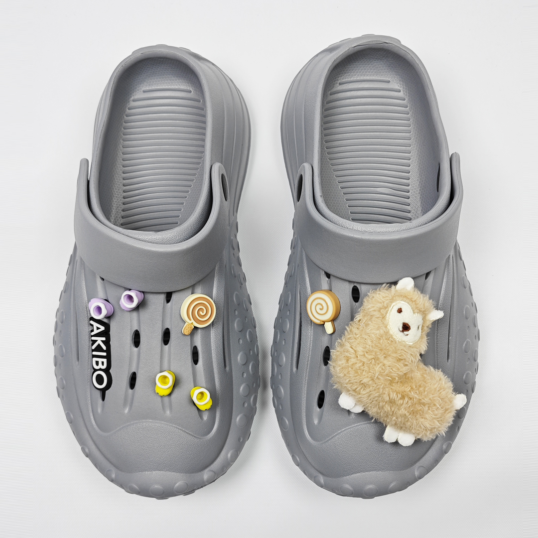 AKIBO戶外機能洞洞鞋-質感灰(中性款、雲朵感、輕量、兩穿、防水)