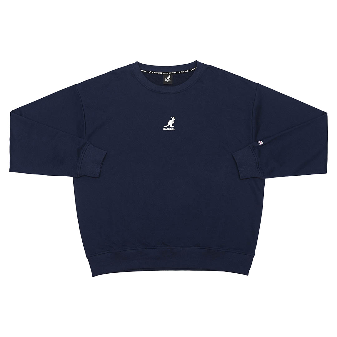 KANGOL袋鼠中性落肩大學T-深藍