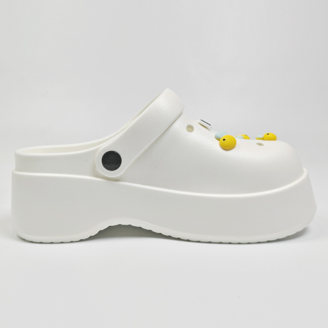 AKIBO極簡厚底洞洞鞋-牛奶白(中性款、耐走、兩穿、防水)