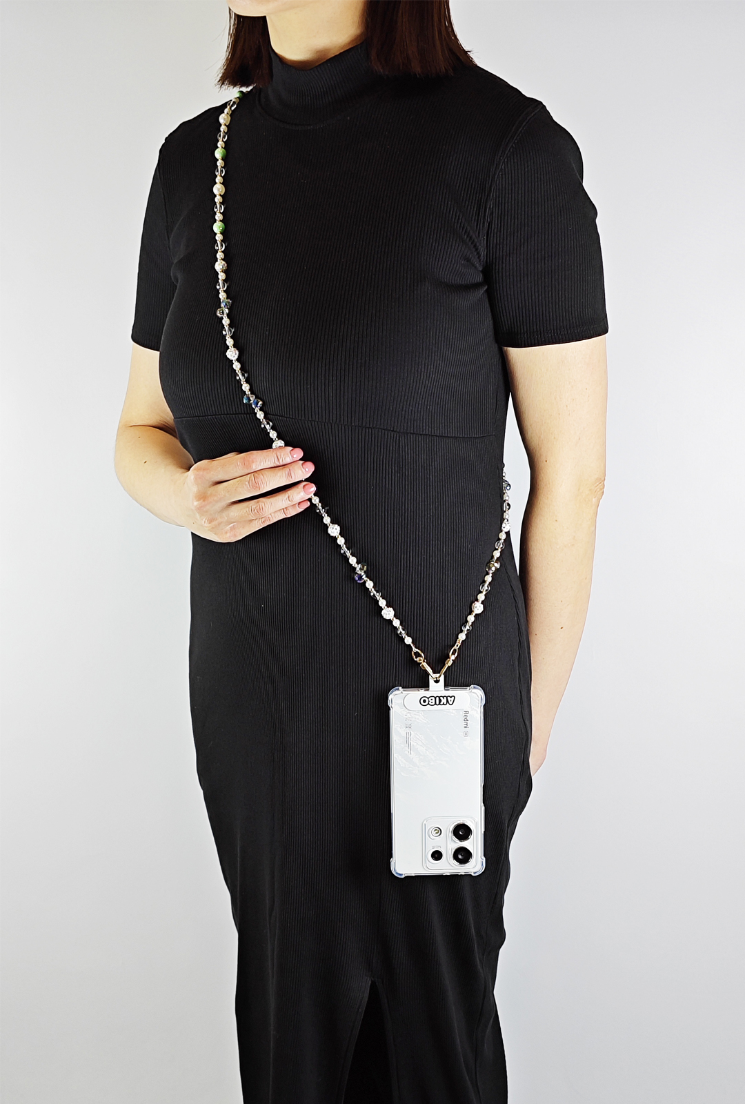 AKIBO巴洛克彩珠包包手機掛繩-森林綠