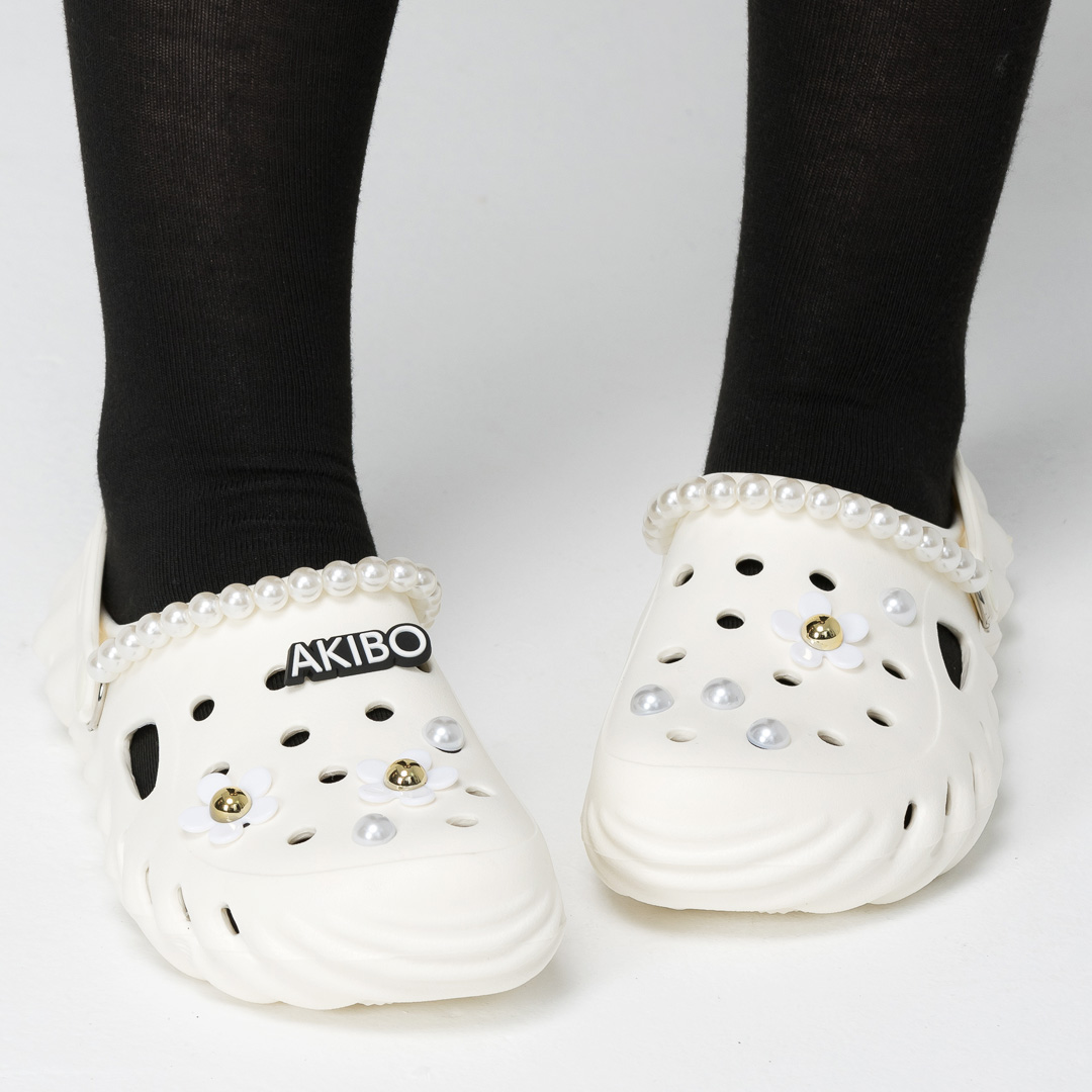AKIBO珍珠小花款洞洞鞋扣 (十一件組)