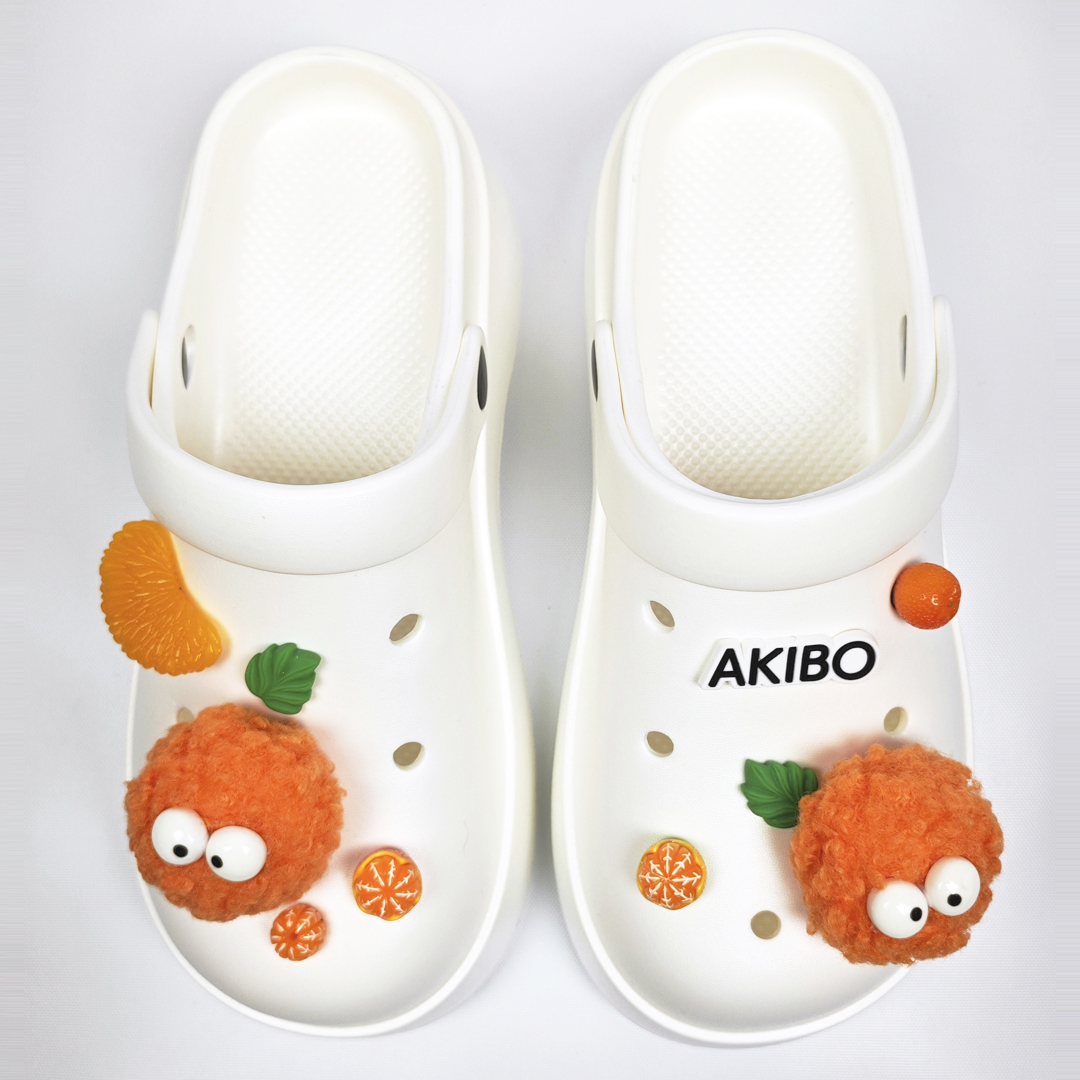 AKIBO極簡厚底洞洞鞋-牛奶白(中性款、耐走、兩穿、防水)