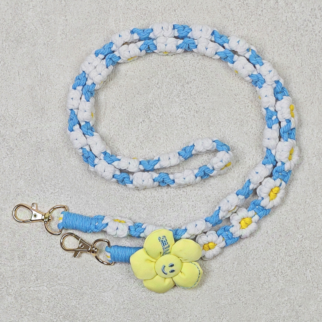AKIBO手工編織花朵包包手機掛繩-薄荷藍