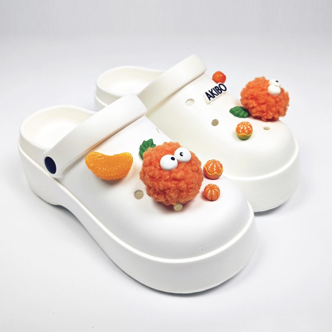 AKIBO極簡厚底洞洞鞋-牛奶白(中性款、耐走、兩穿、防水)