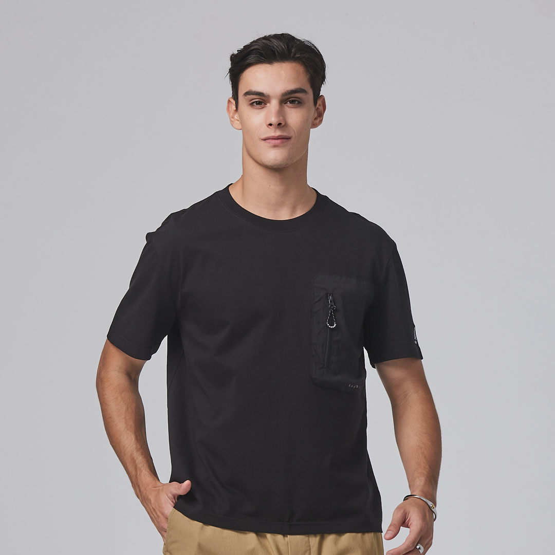 KANGOL中性寬版口袋T-黑