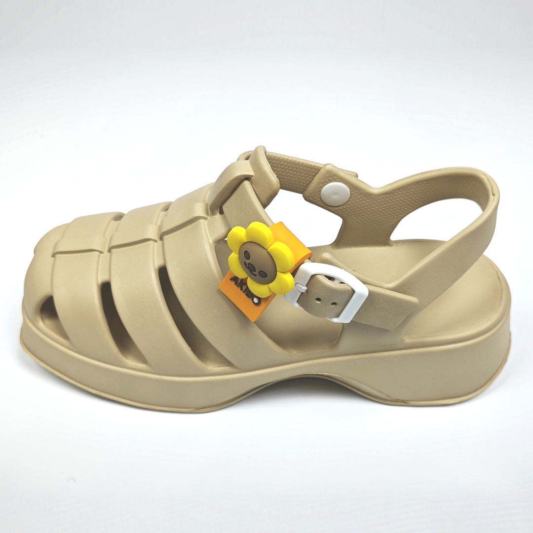 AKIBO輕量羅馬鞋-卡其(女款、雲朵感、輕量、兩穿、防水)