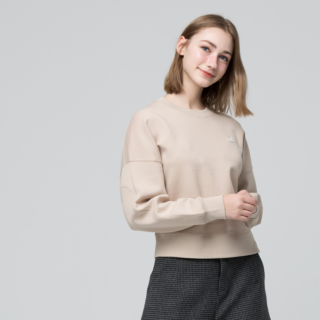 KANGOL袋鼠女款小Logo圓領T-卡其